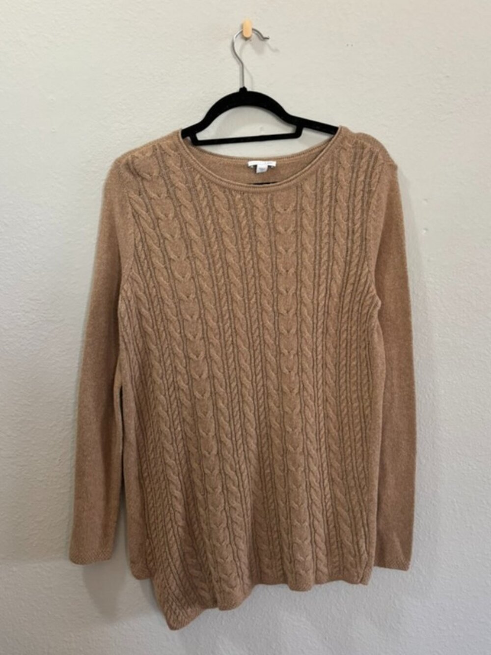 J. Jill Cable Knit Tan Asymmetrical Sweater Size XS